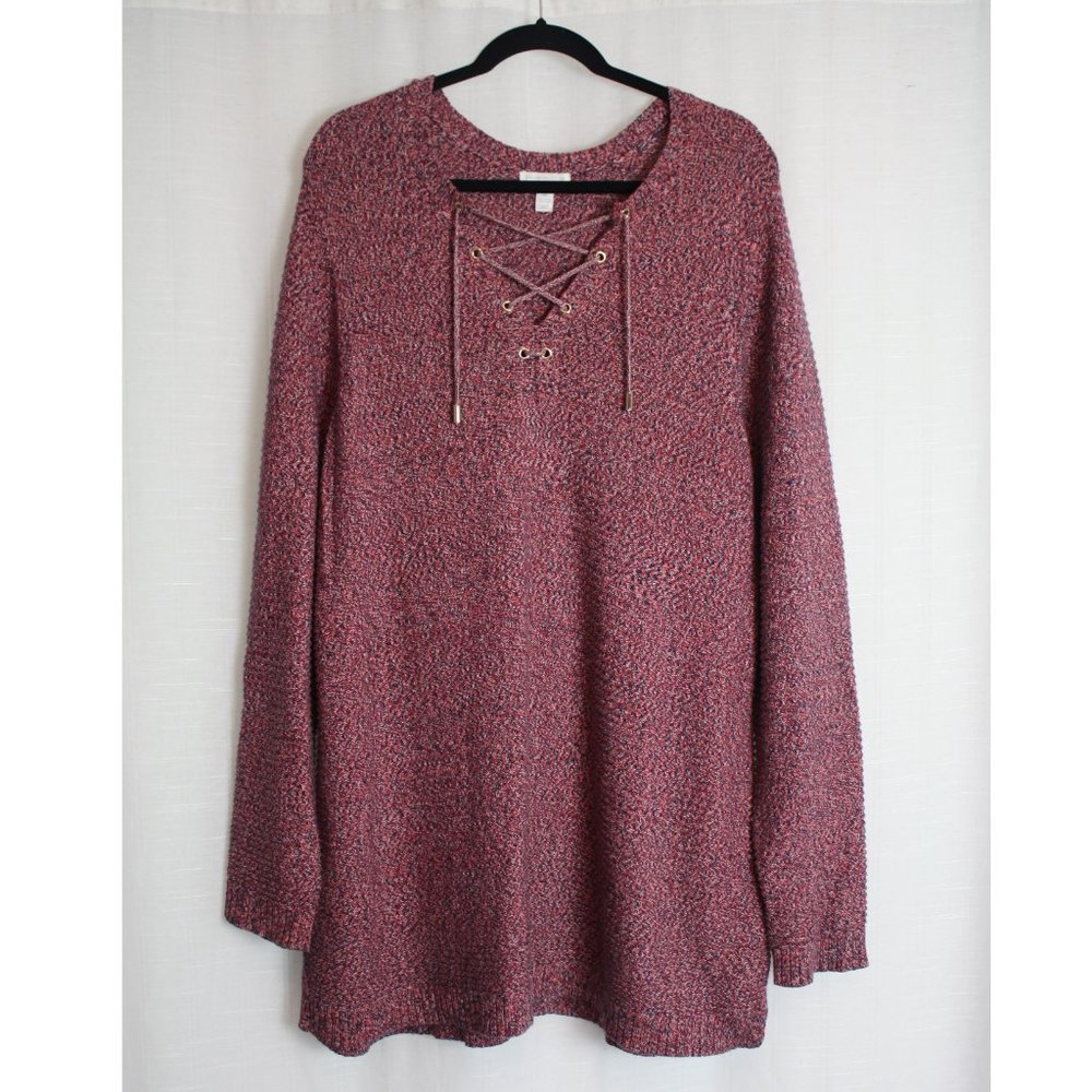 Charter Club Heather Pink Lace Front Tunic Sweater